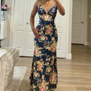 Floral Maxi Dress in Navy and Pink
